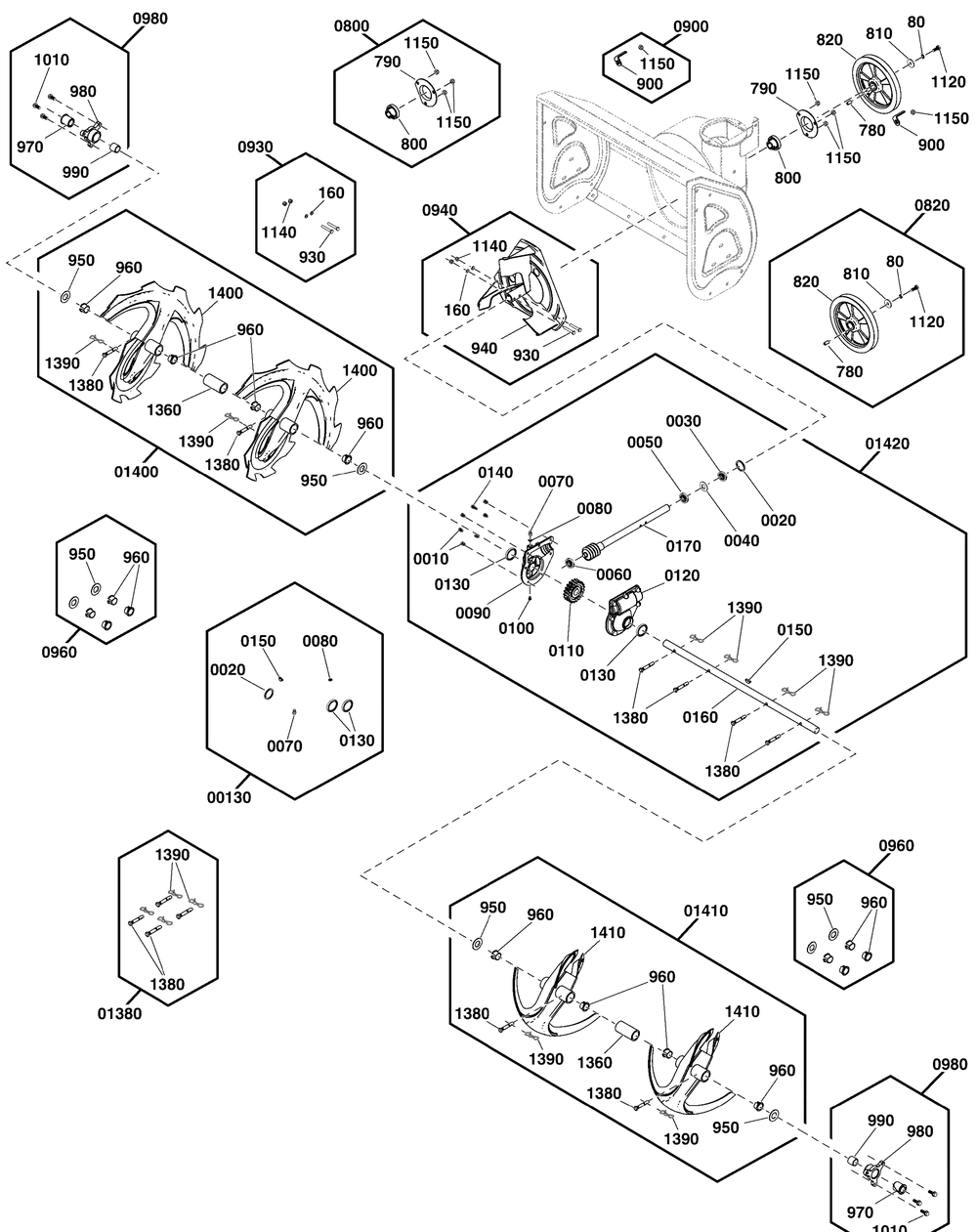 Auger Drive Group Diagram and Parts List for 1697157-00-S1024MDS 2019 Briggs and Stratton Snow Blower